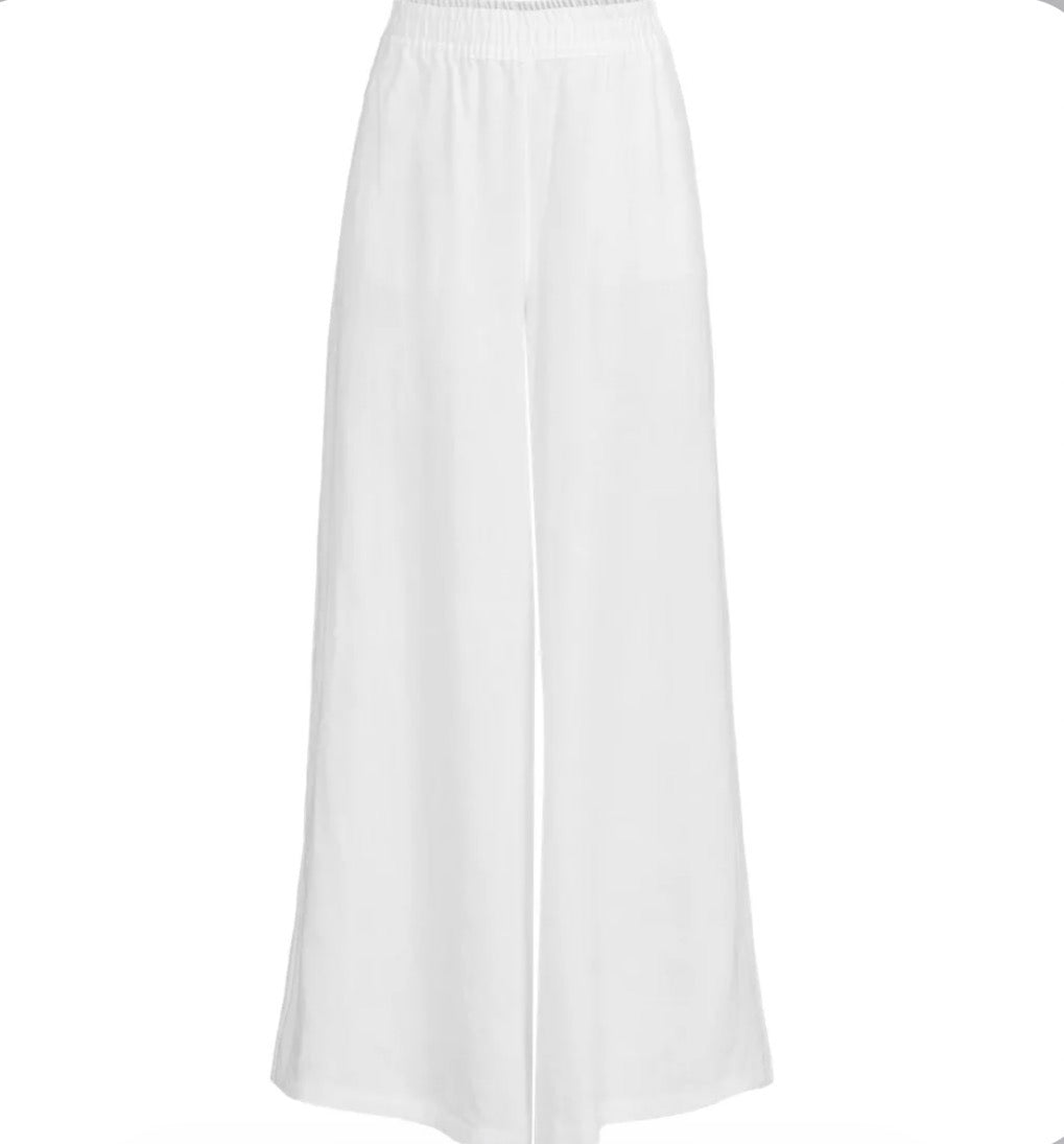 Lands End High Rise Palazzo Pant in white linen. Size M Tall. NWT
