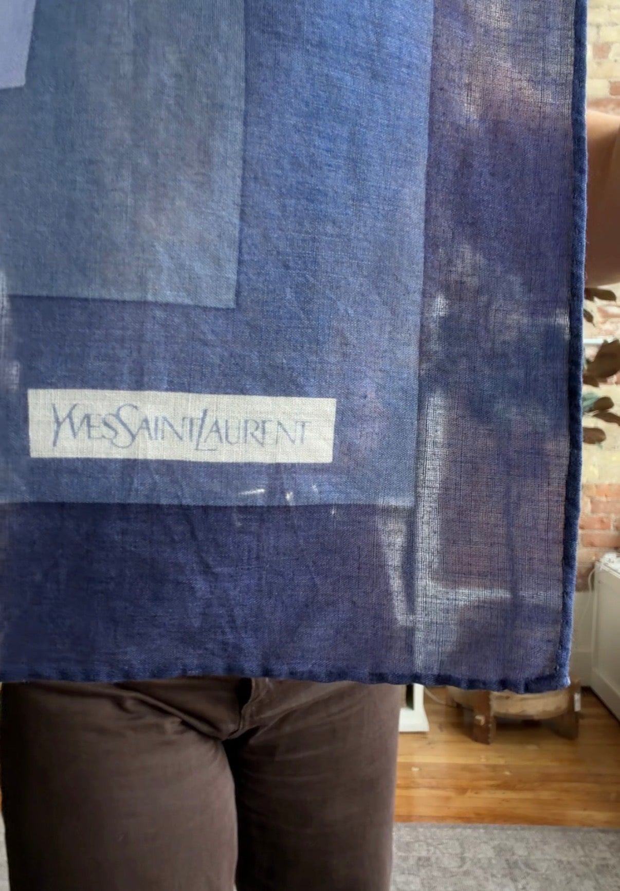 #12 Vintage YSL navy cotton scarf