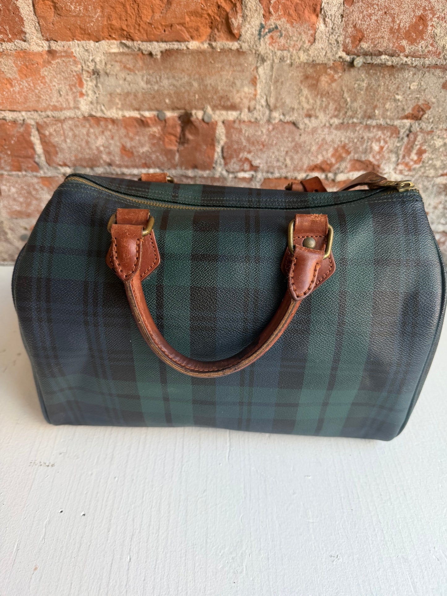90s Ralph Lauren black watch plaid small duffle