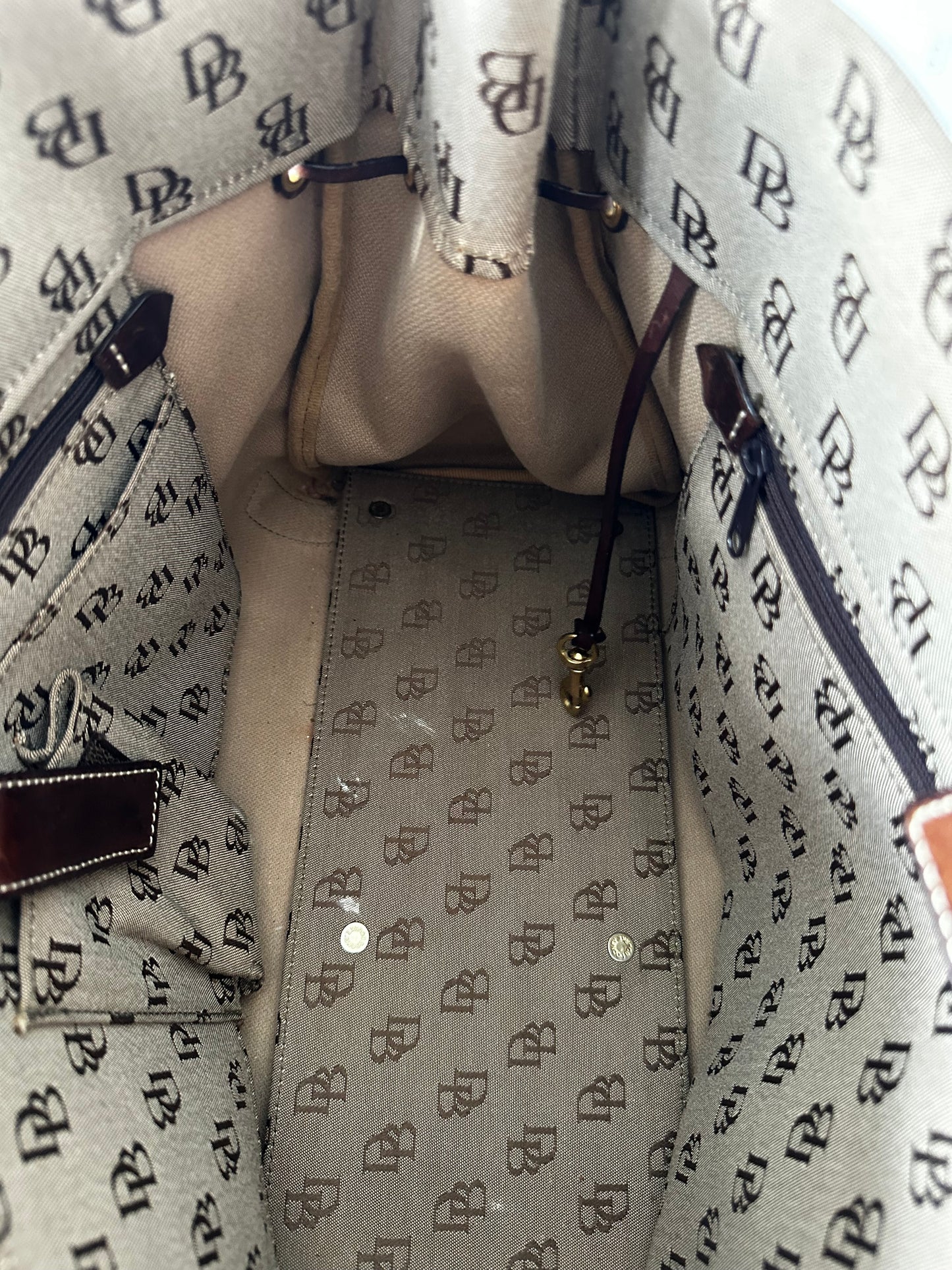 90s Dooney and Bourke signature monogram canvas tote bag