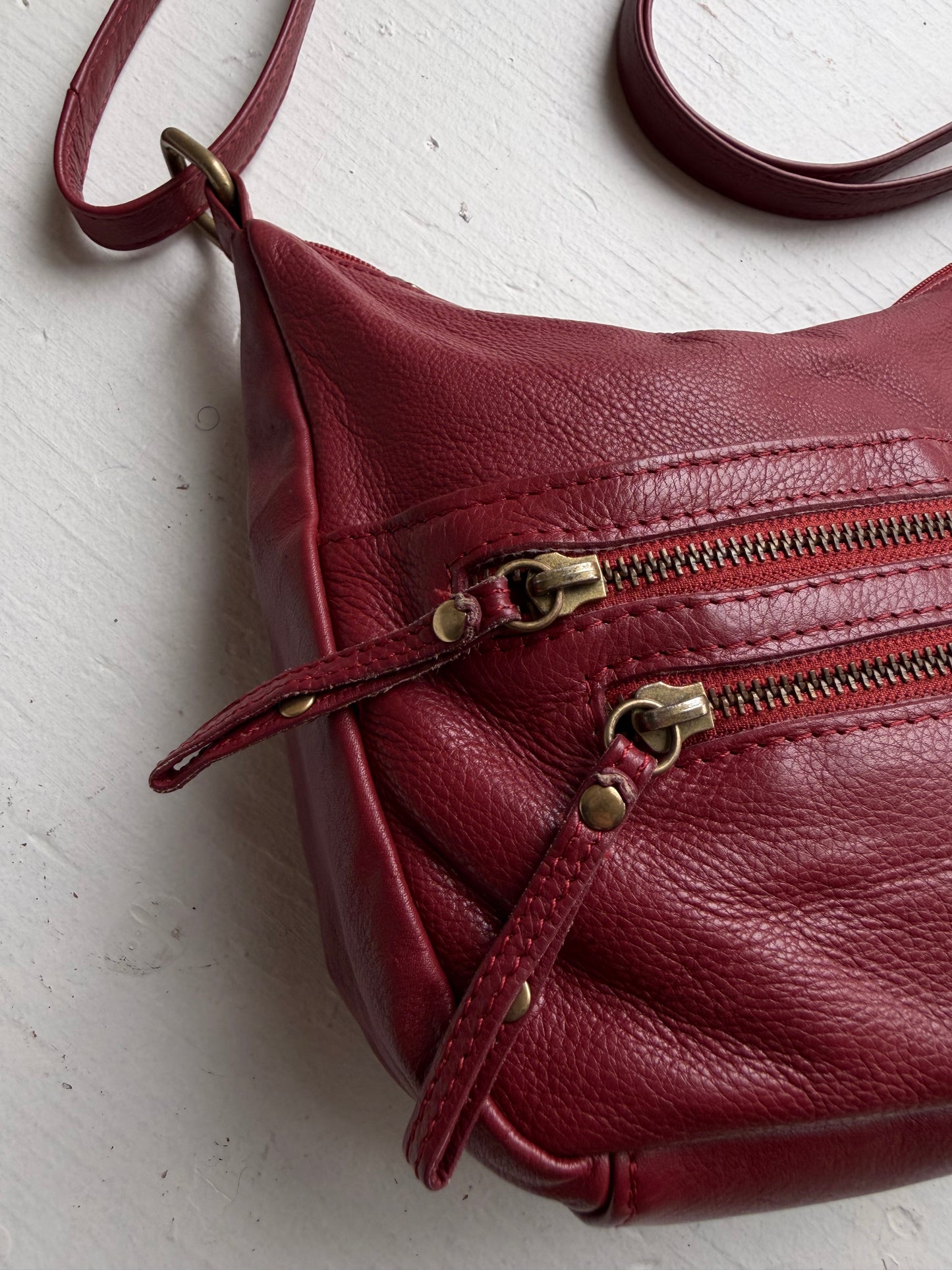 90s Great American Leather  Works red leather crossbody bag
