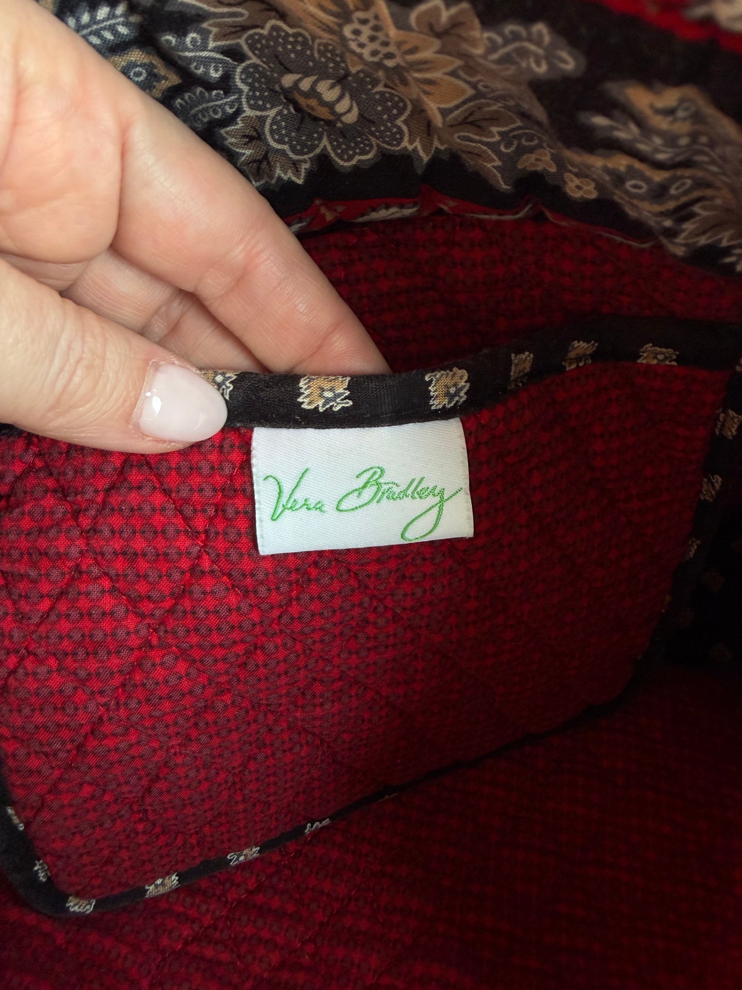 00s Vera Bradley Classic Black tote bag and matching zip top shoulder bag