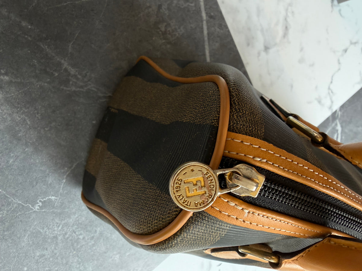 80s Fendi Pequin Boston bag with original duster bag and gift bag