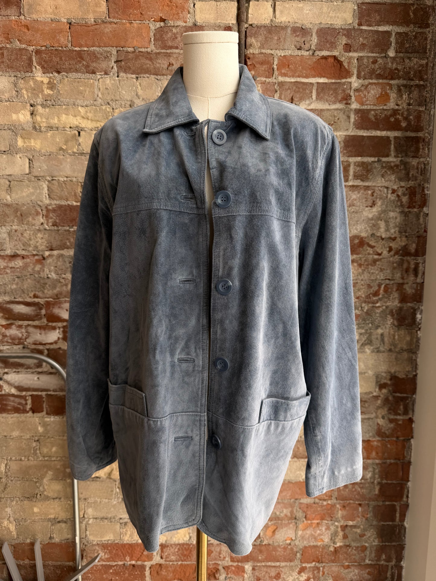90s/00s Giacca blue suede chore coat