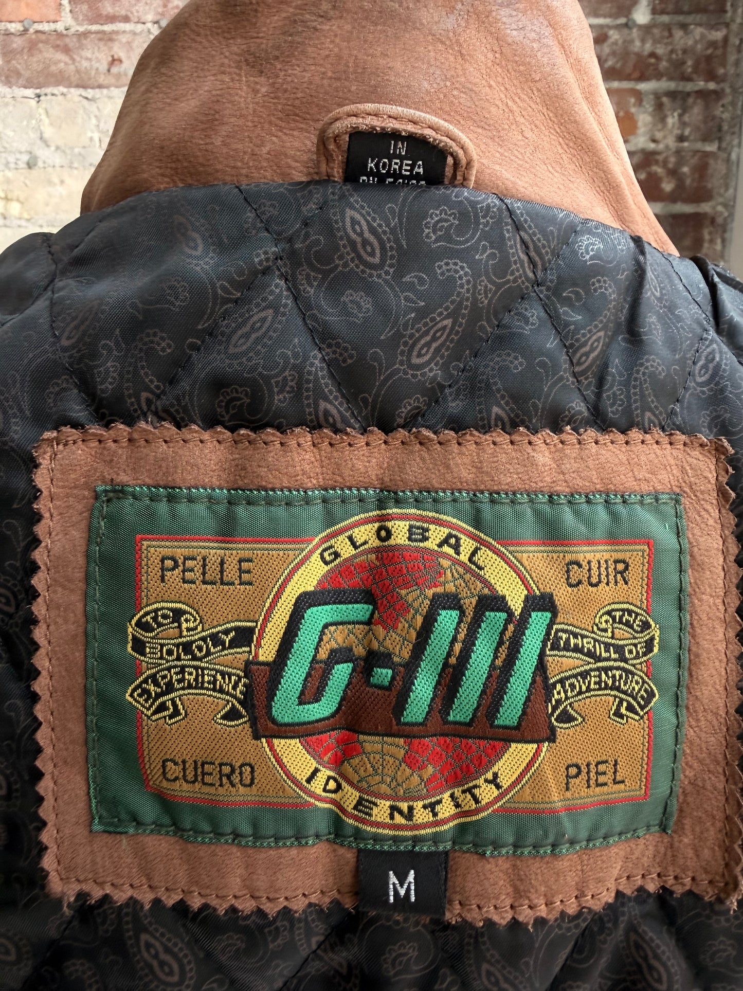 90s GIII leather bomber. Made in Korea