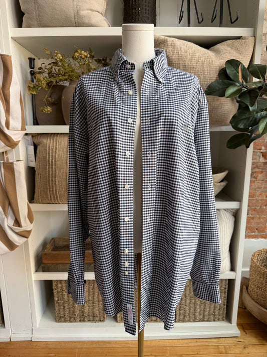 90s Brooks Brothers navy gingham oxford button down.