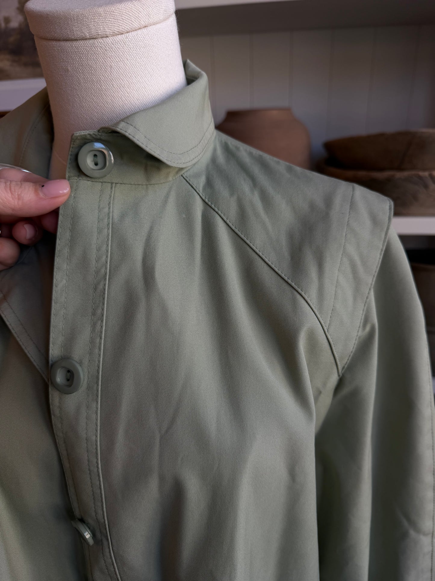 Vintage green light weight trench #8