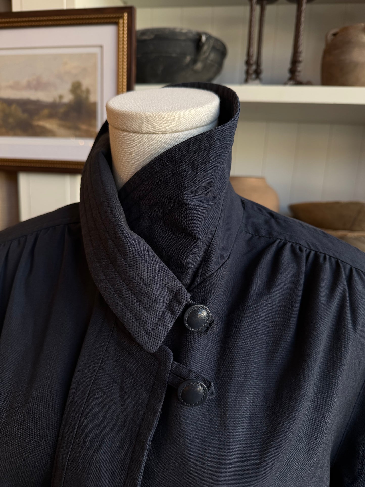 Vintage navy A line coat with insulation. Sourced in Paris