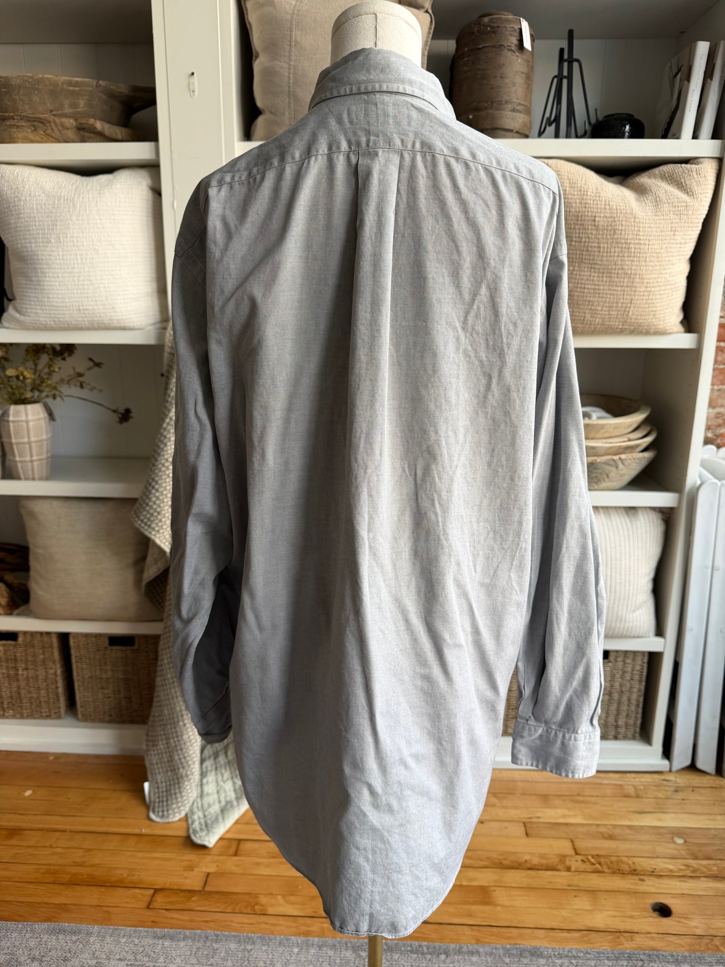 90s Ralph Lauren Yarmouth grey button down. Made in Hong Kong