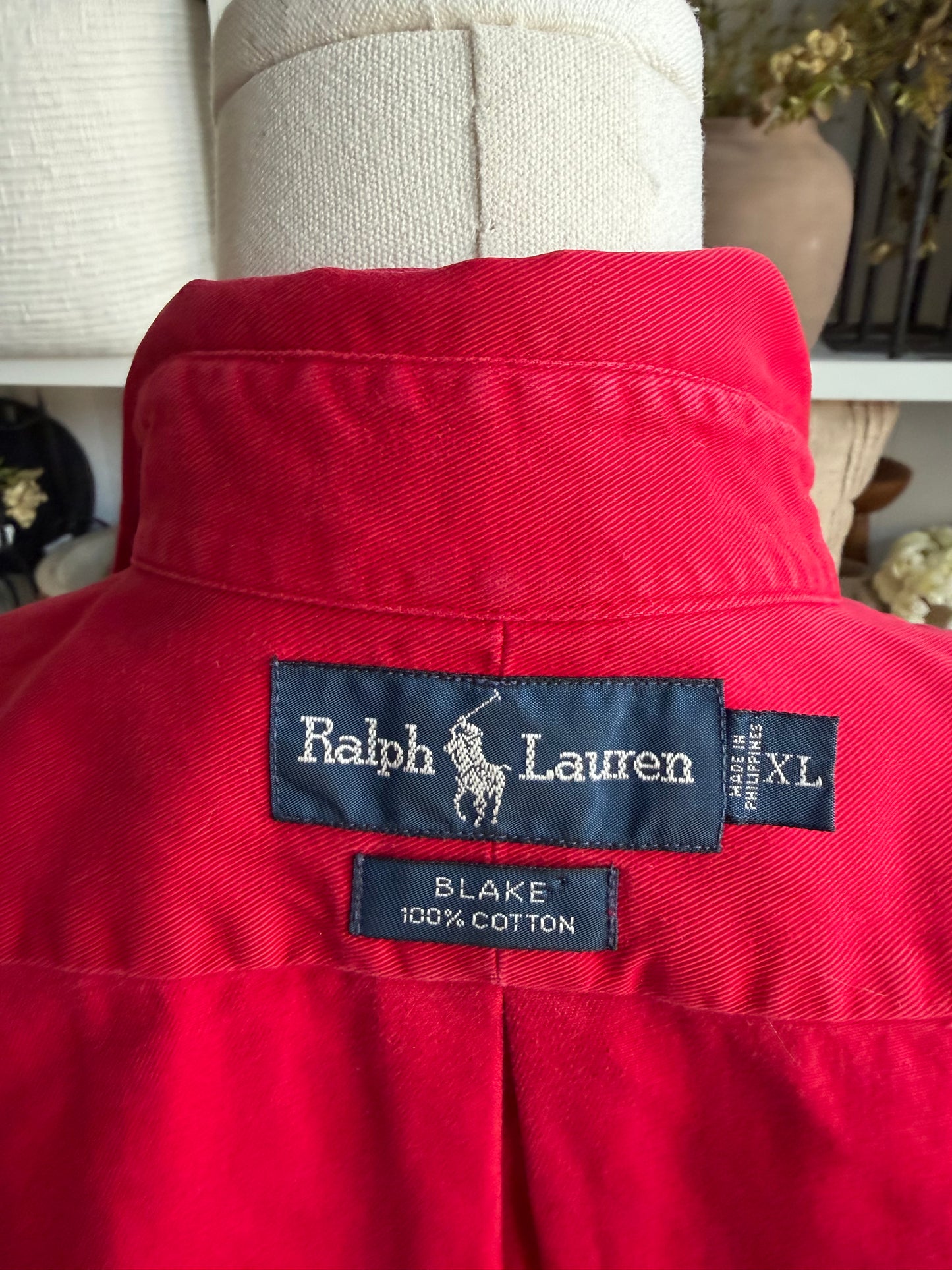 90s Ralph Lauren red cotton button down