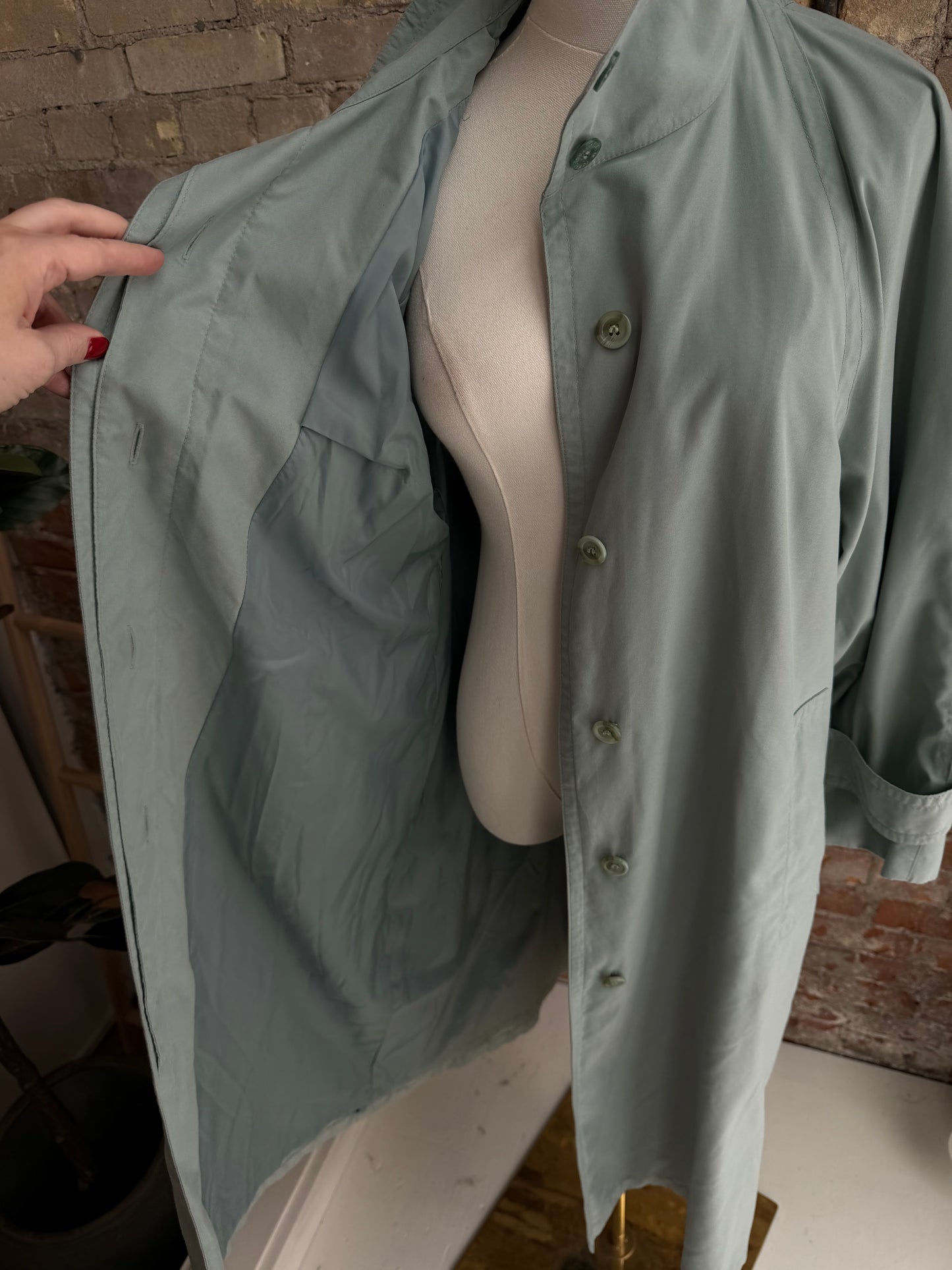80s/90s London Fog blue/green light weight trench