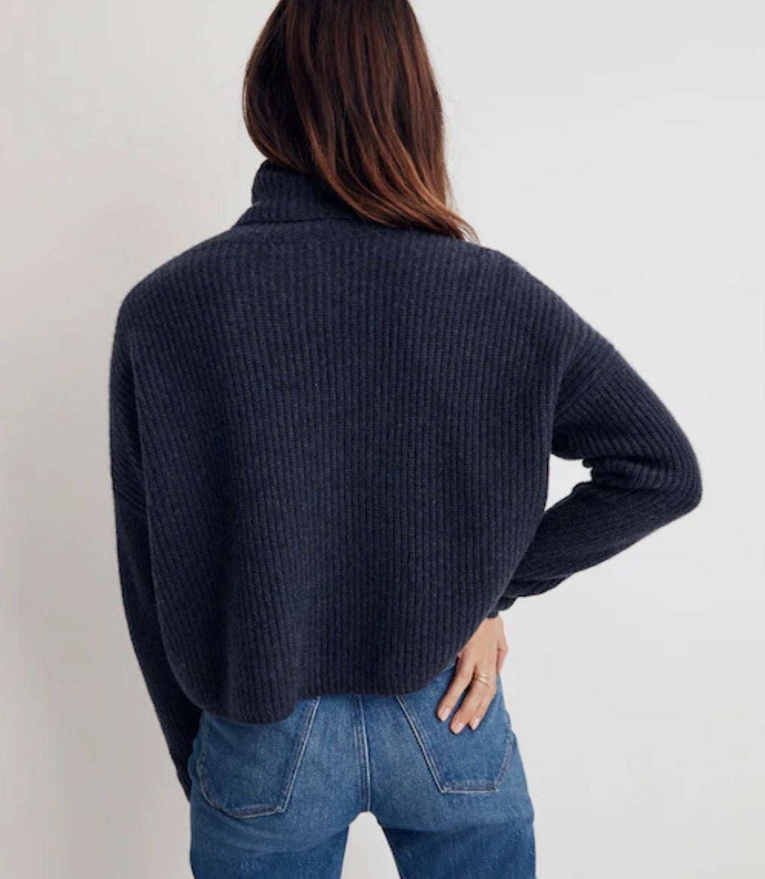 Madewell (Re)sourced cashmere turtleneck sweater in Heather Night. Size M