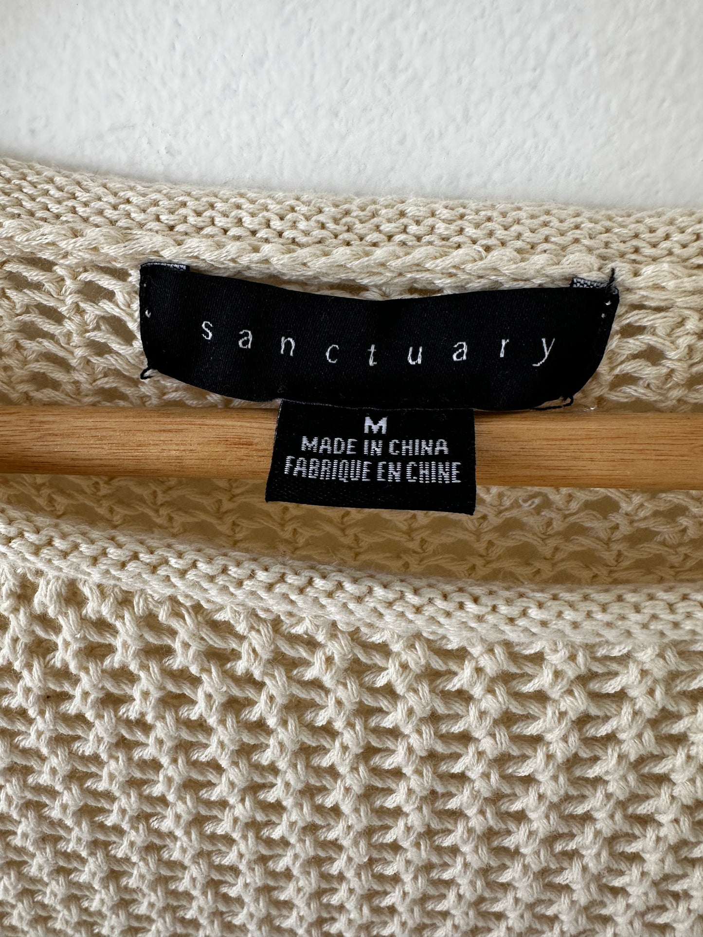 Sanctuary open knit cotton sweater. Size medium