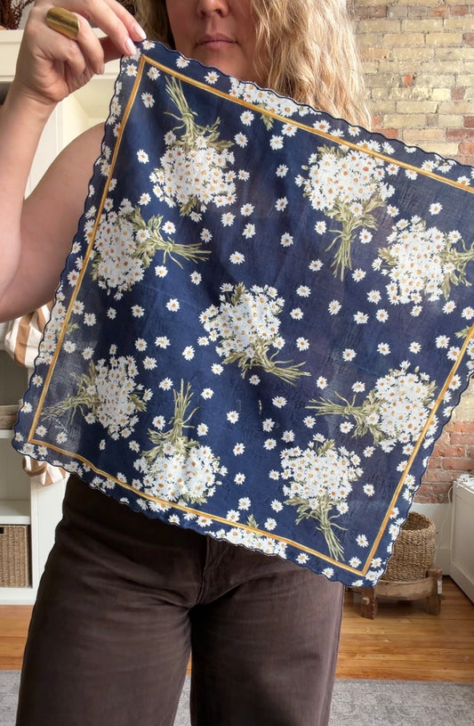 #6 Vintage Kenzo navy floral cotton scarf