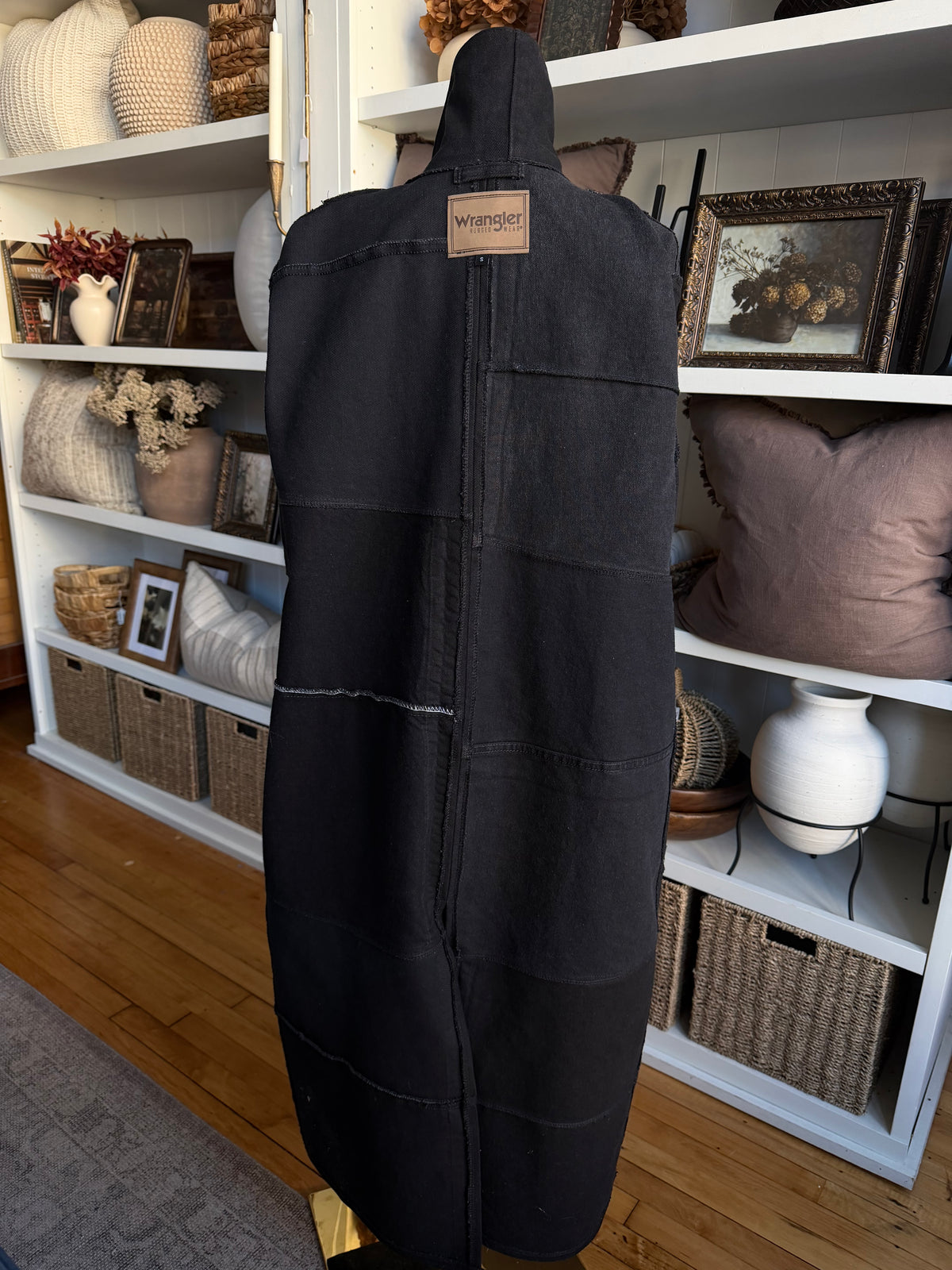 #8 Reworked black denim trench. Size S