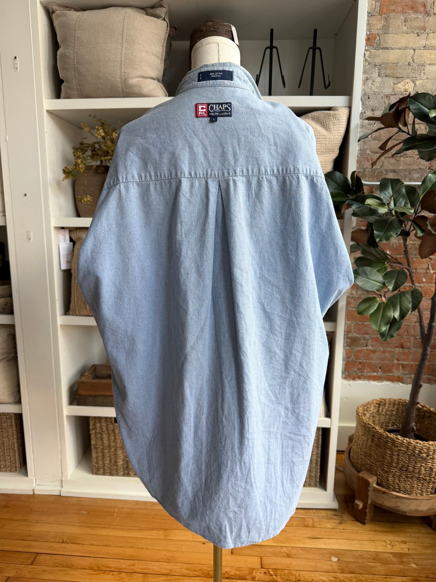 90s Chaps Ralph Lauren chambray button down. Made in the USA