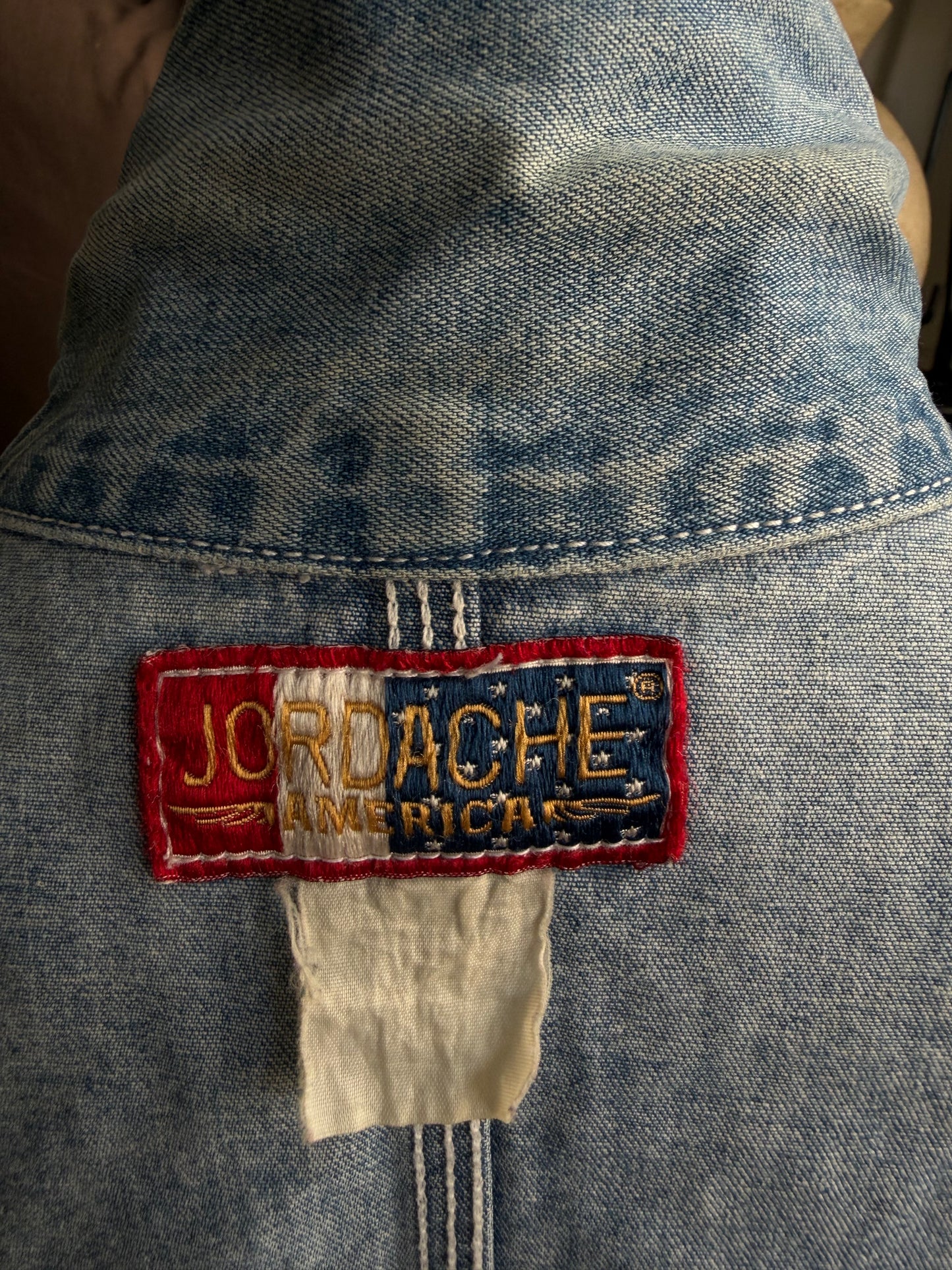 80s Jordache denim chore coat. Fits S-L