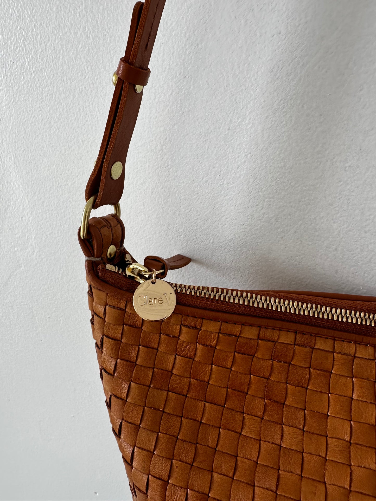 Clare V petite Jeanne natural woven leather