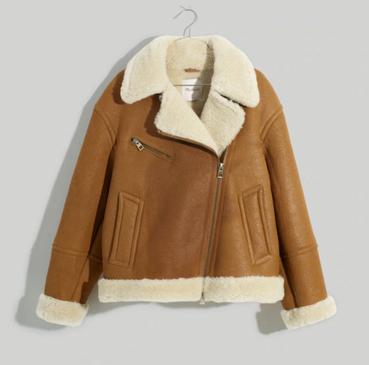 Madewell Oversized Shearling Motorcycle Jacket. NWT. Size Medium. Retails for $748