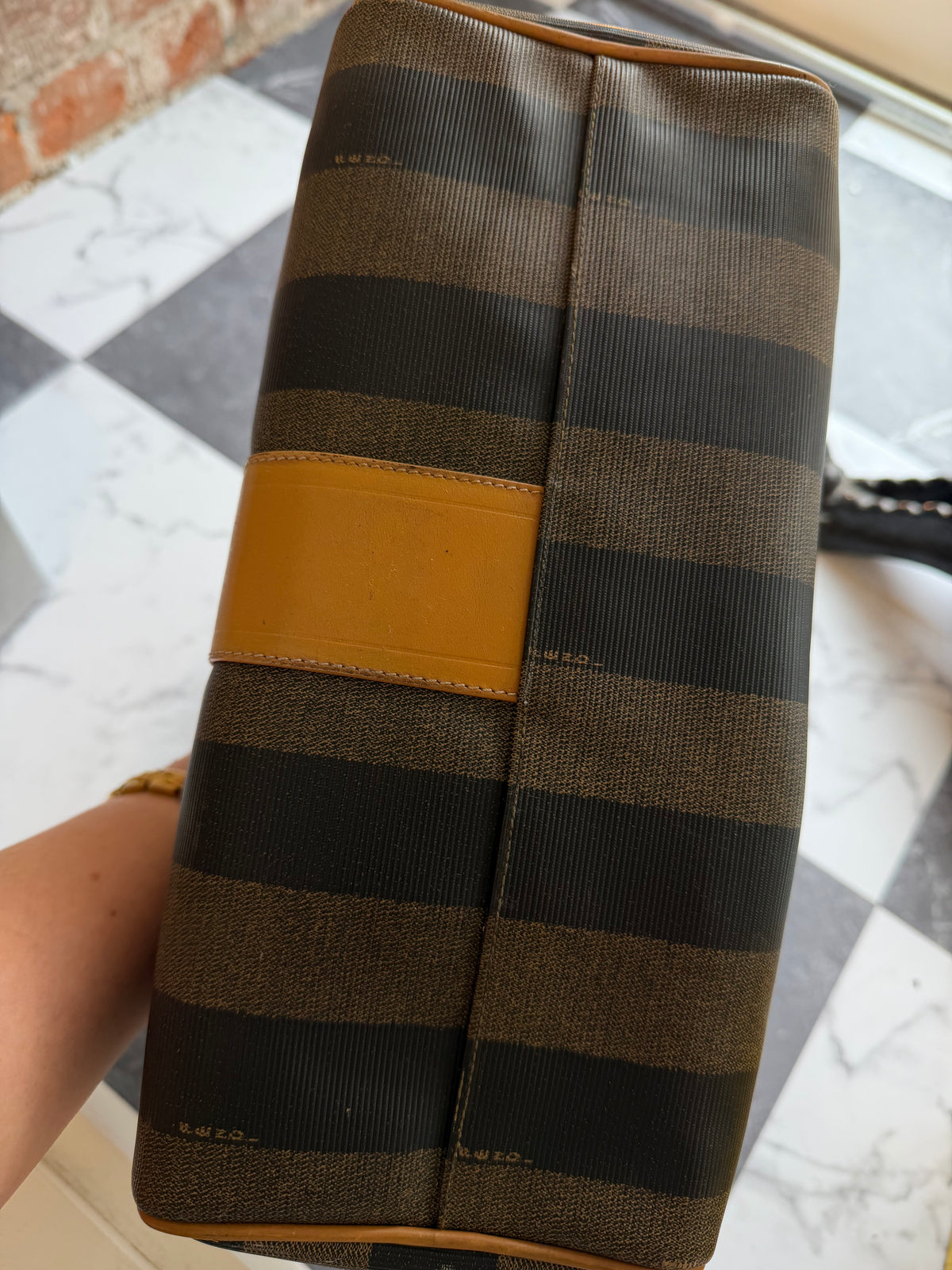 80s Fendi Pequin Boston bag with original duster bag and gift bag