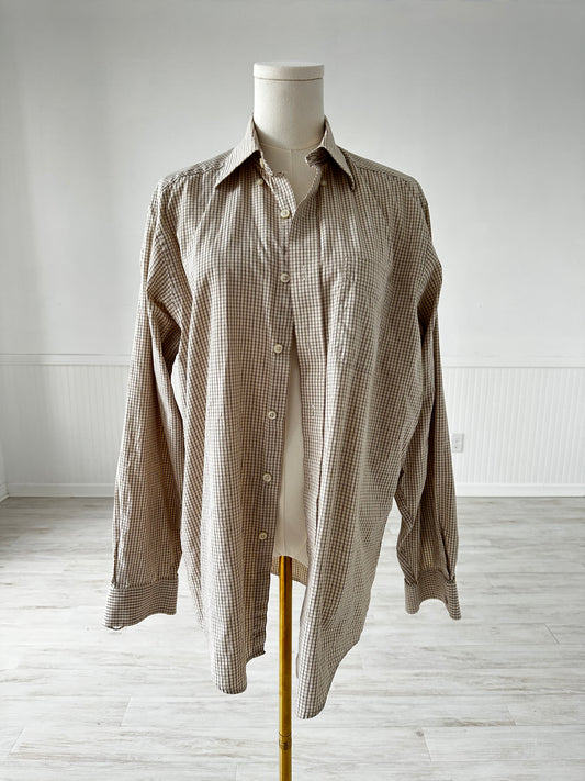90s LL Bean plaid button down. Made in Hong Kong