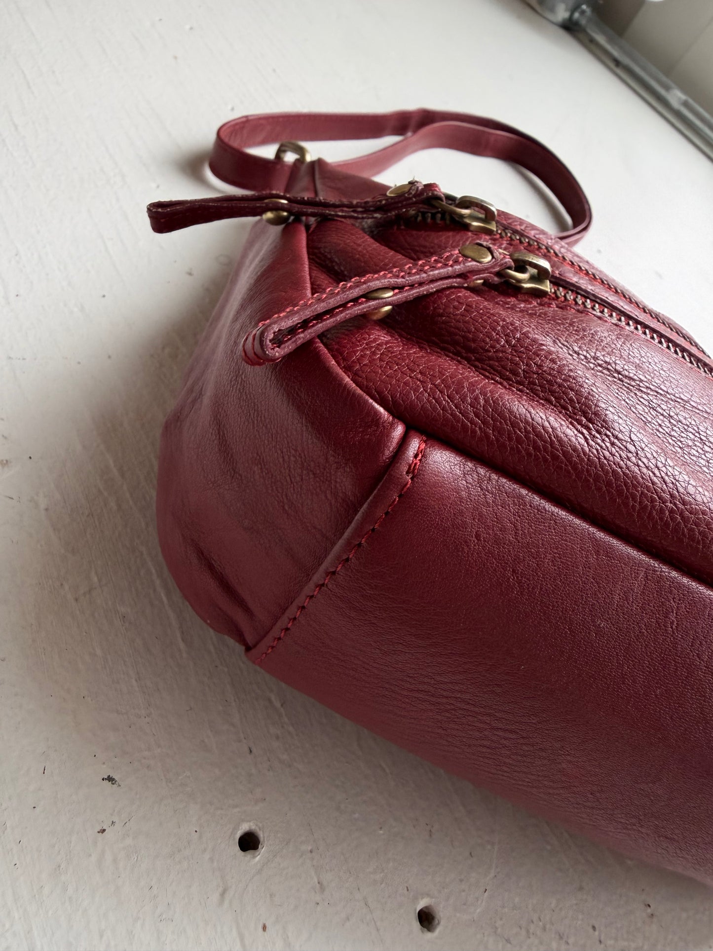 90s Great American Leather  Works red leather crossbody bag