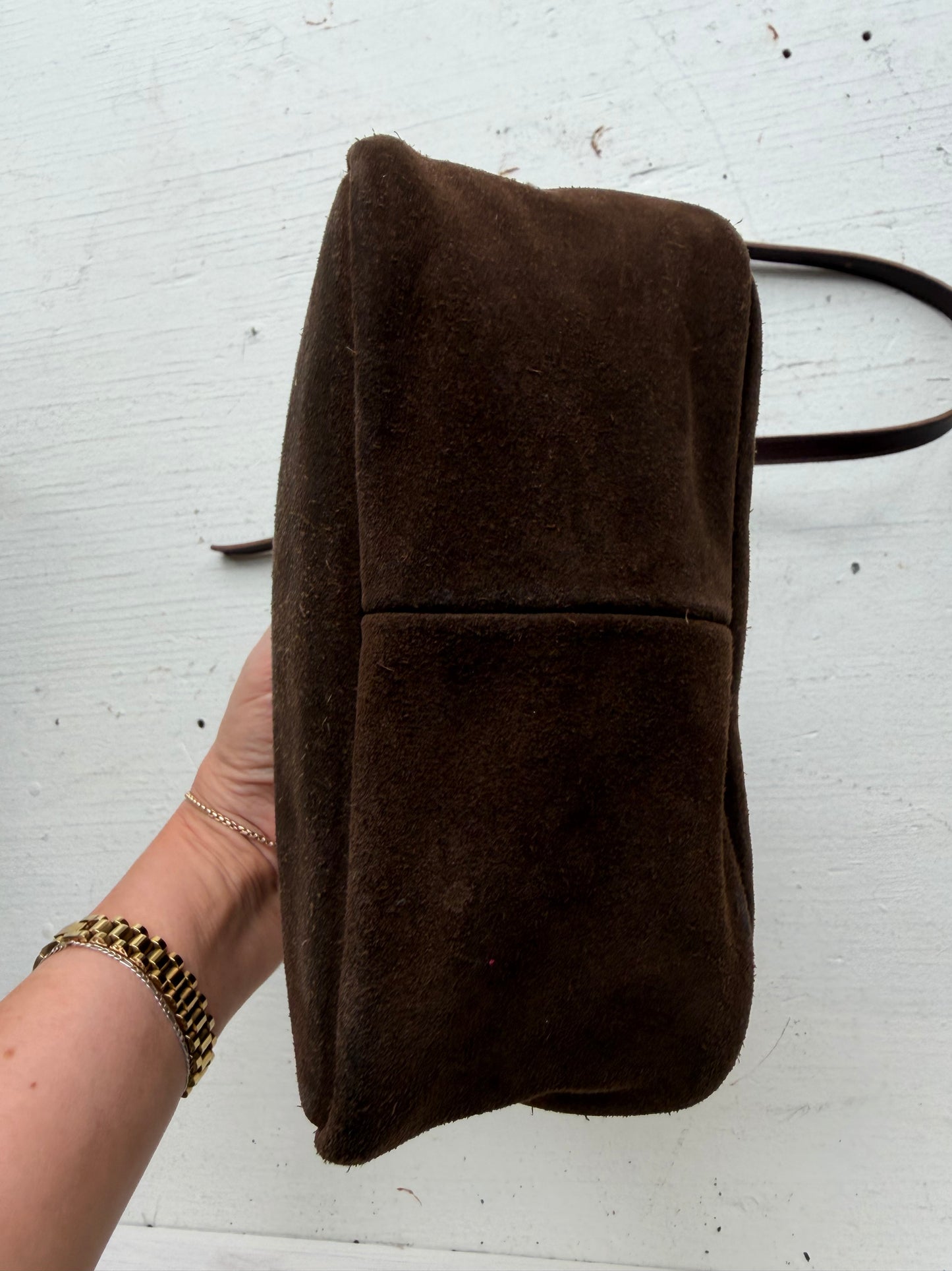 Clare V Turn Lock Louis brown suede
