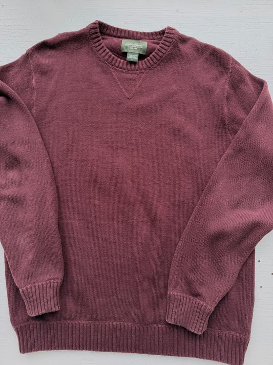 90s Eddie Bauer burgundy cotton sweater. Made in Hong Kong