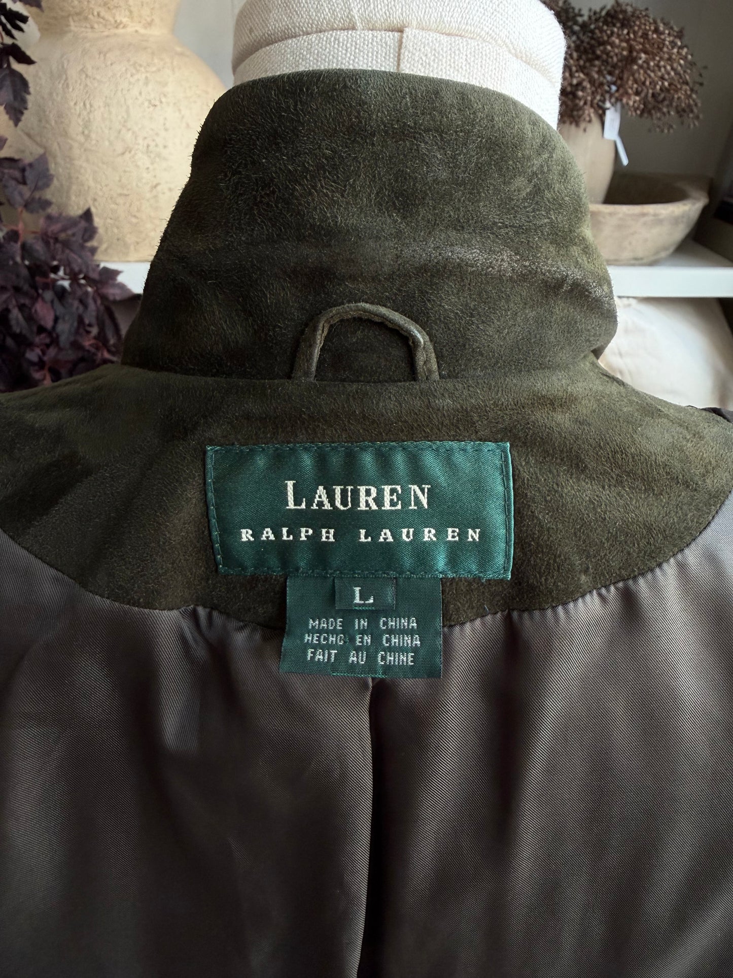 90s Lauren by Ralph Laure green suede chore coat