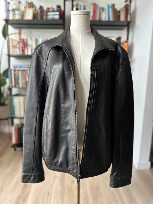90s Andrew Marc black leather bomber
