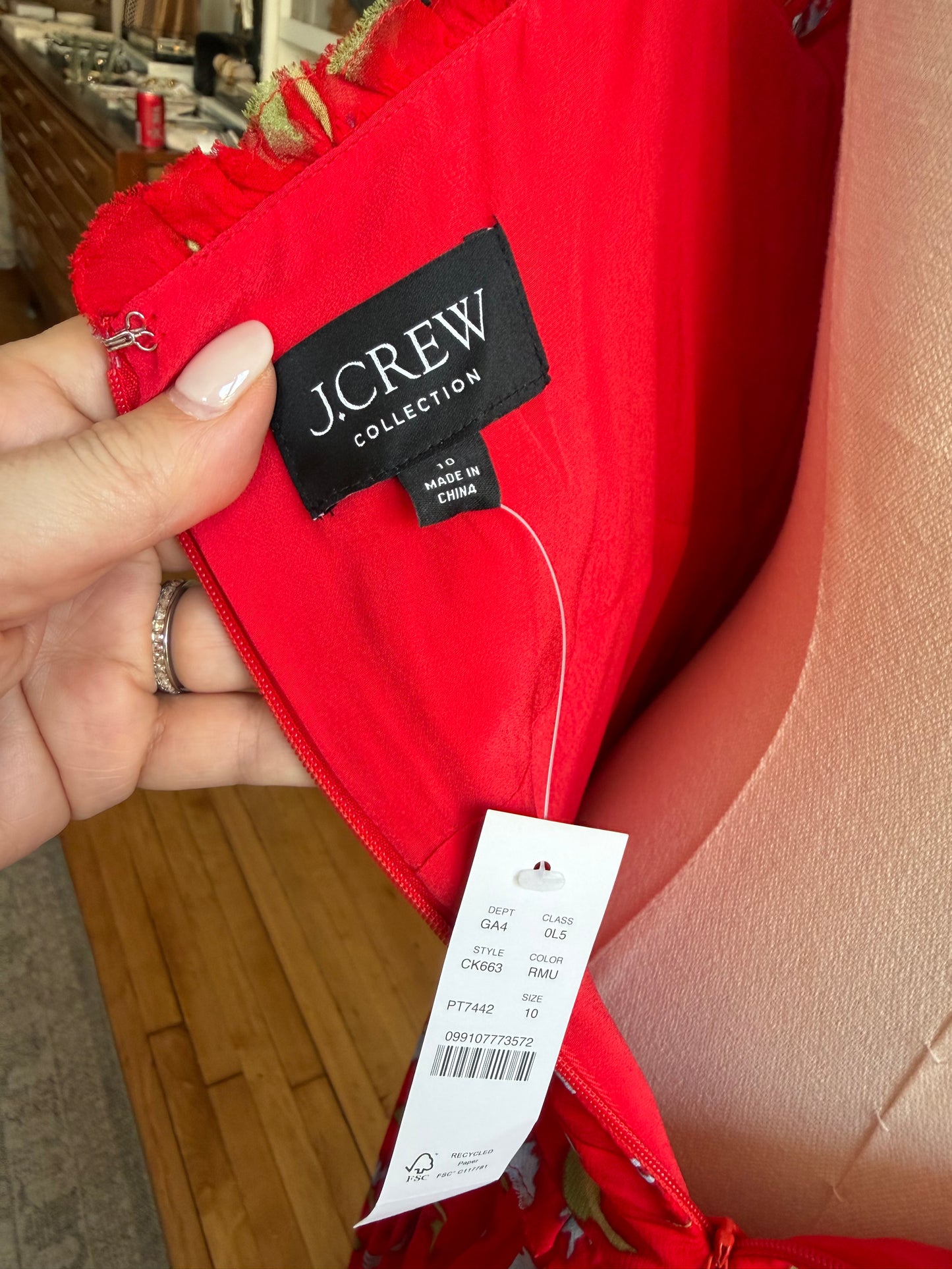JCrew Collection ruched chiffon dress. Size 10. NWT