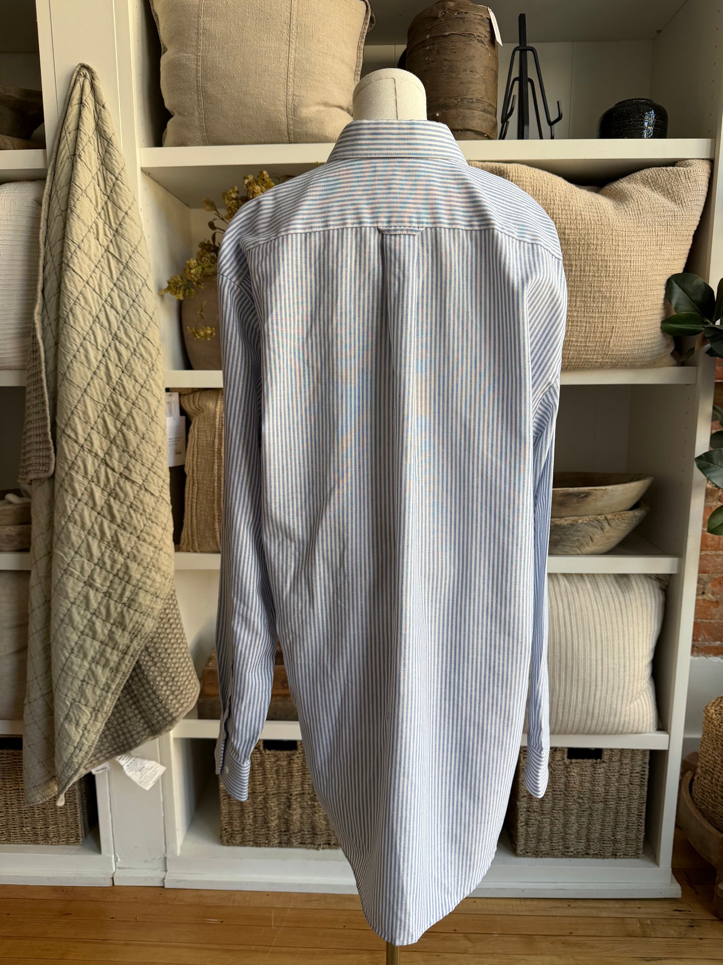 90s Stafford blue and white striped oxford button down