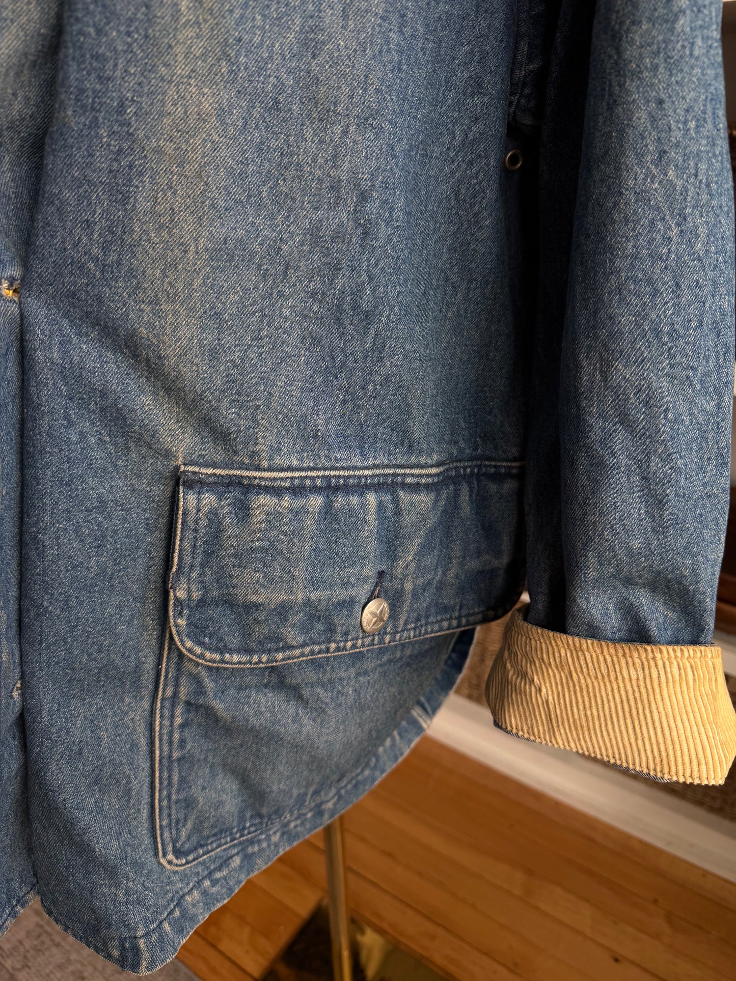 90s Nautica denim pea coat. Fits S-M