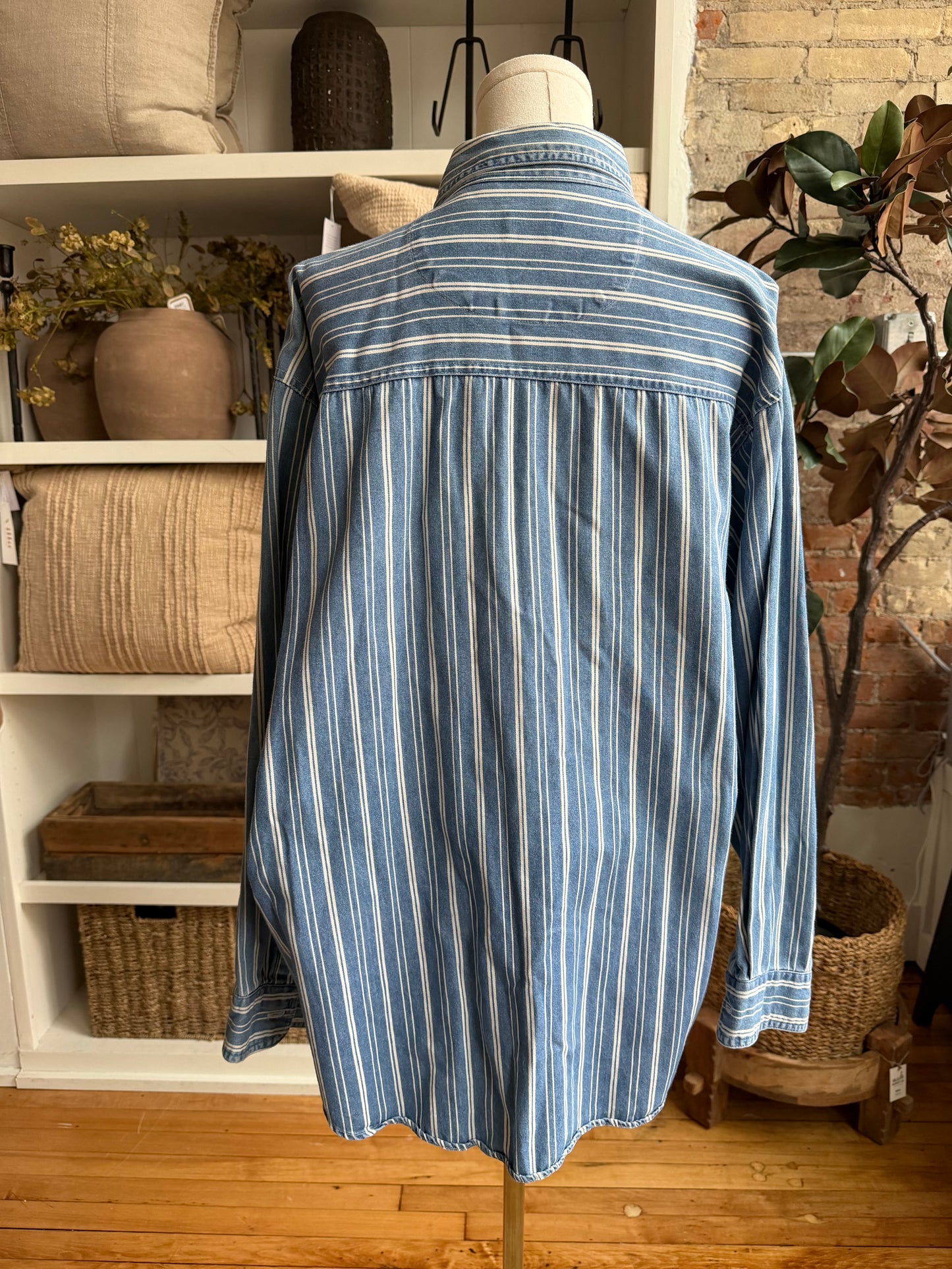 00s Basic Edition denim striped button down