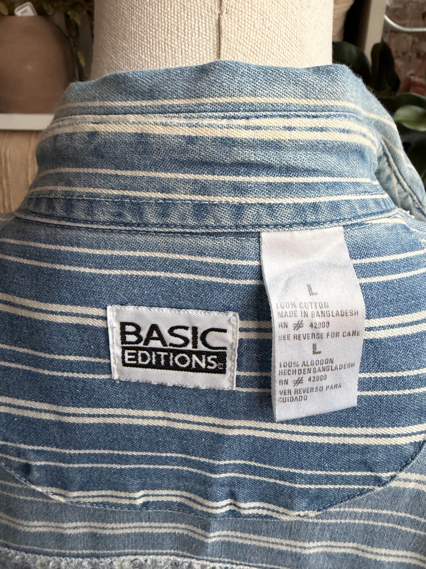 00s Basic Edition denim striped button down