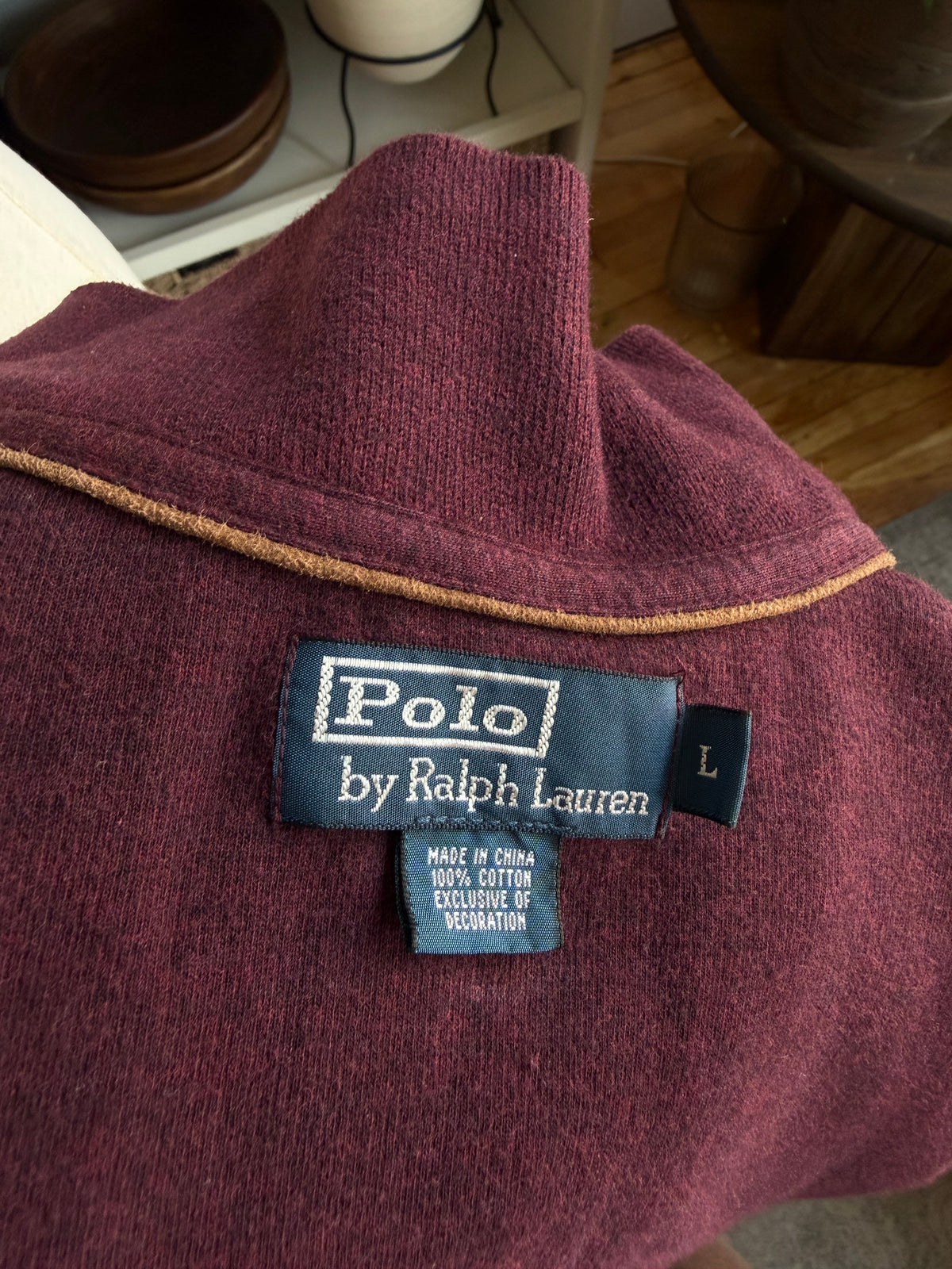 90s Polo Ralph Lauren burgundy cotton half zip. Fits S-L