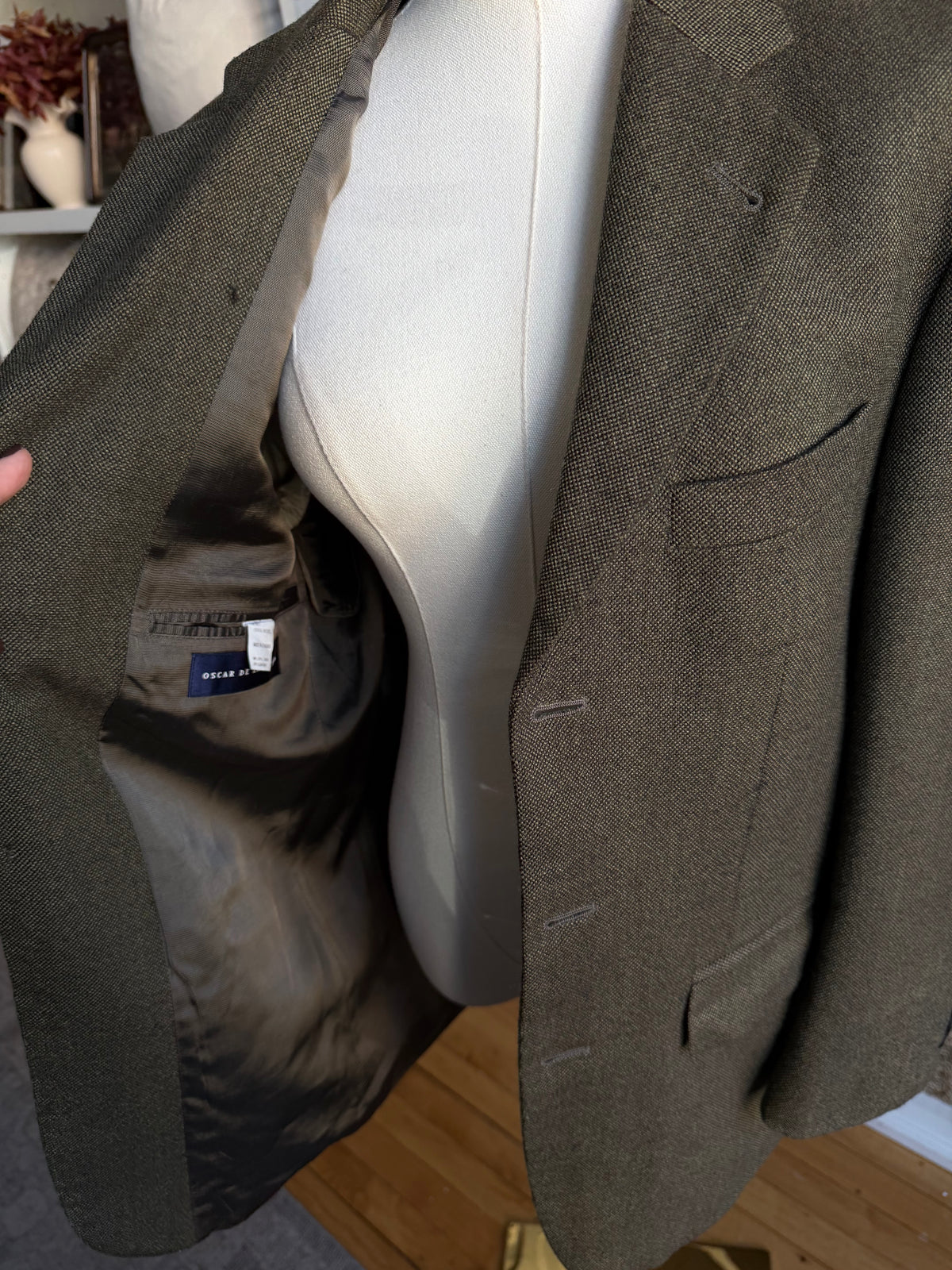 90s Oscar De La Renta green wool blazer. Fits XS-M