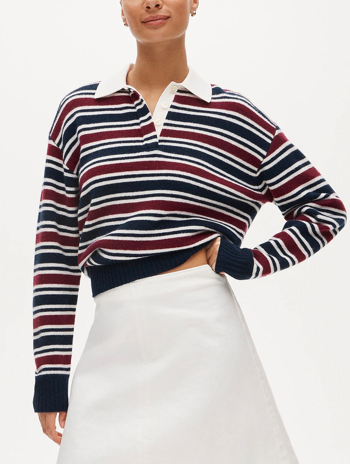 JCrew Sweater polo in striped vintage wool. Size M