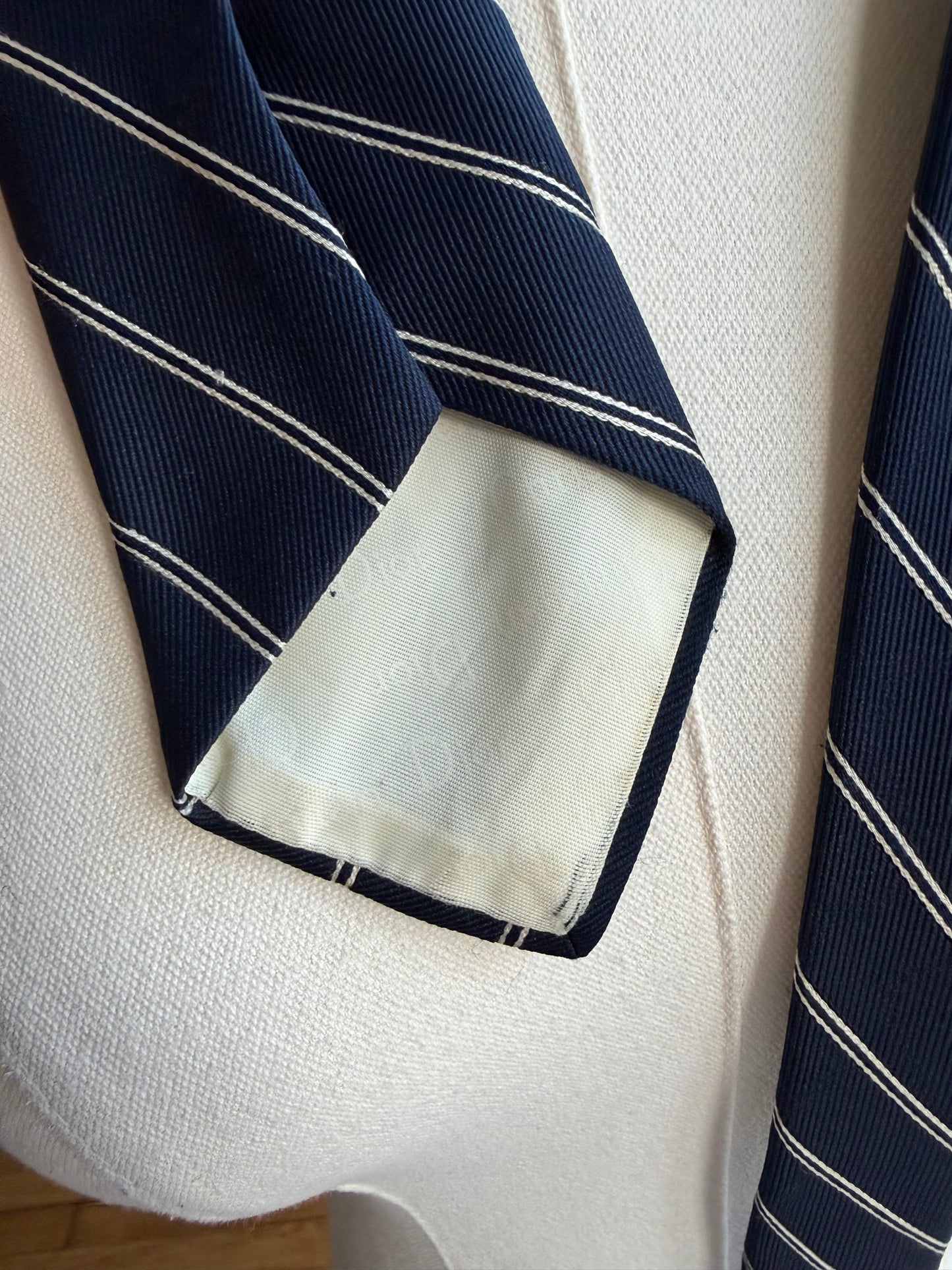 80s Dior navy striped tie