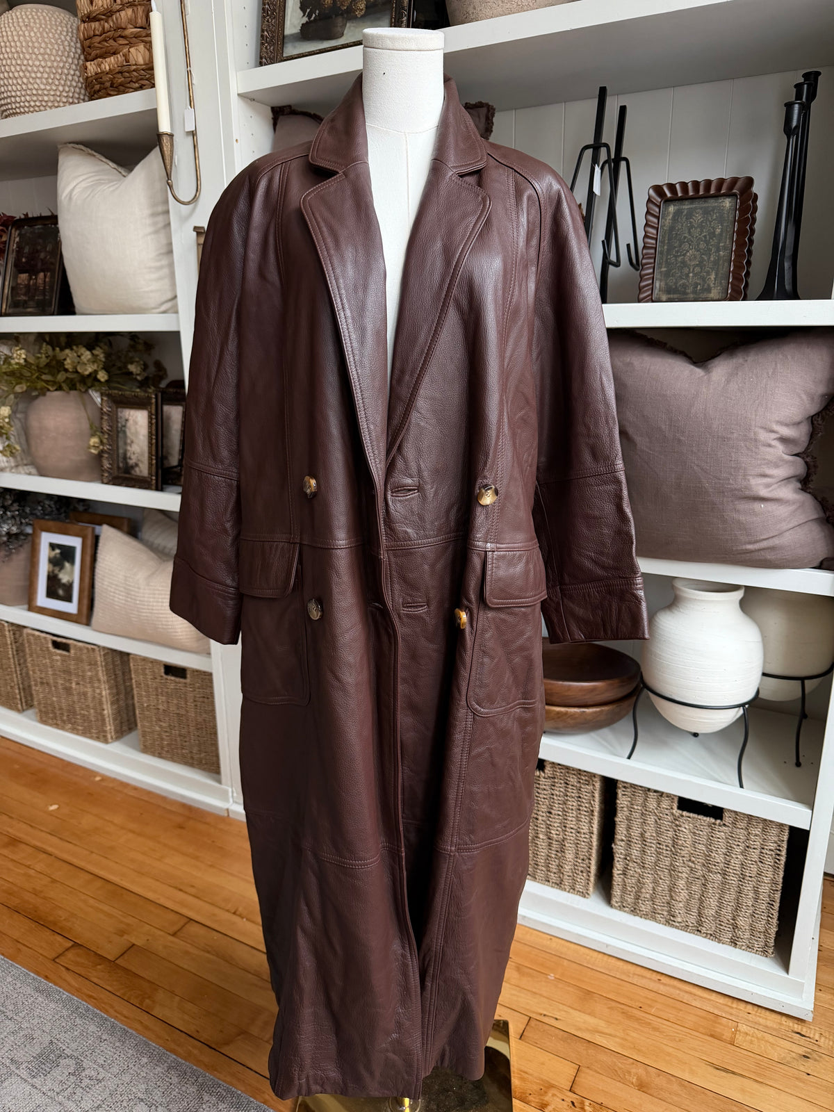 90s Together! Brien leather trench. Fits S-L petite