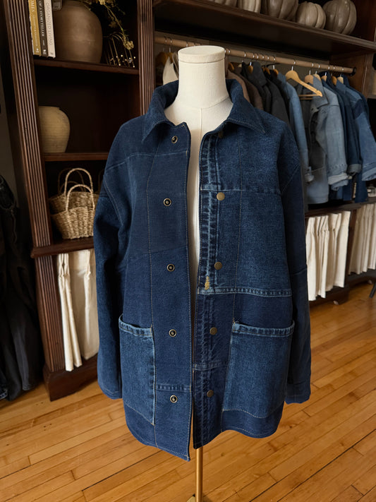 #16 Reworked vintage denim chore coat. Size S