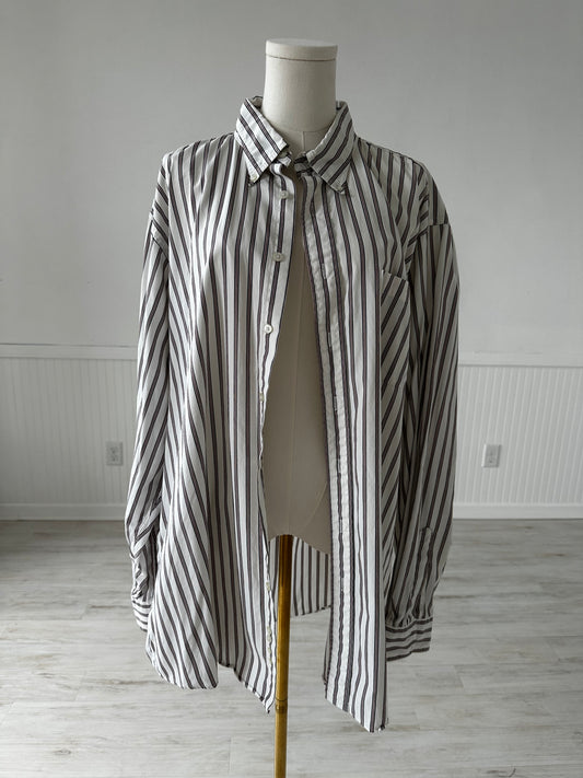 90s Lands’ End striped poplin. Made in the USA