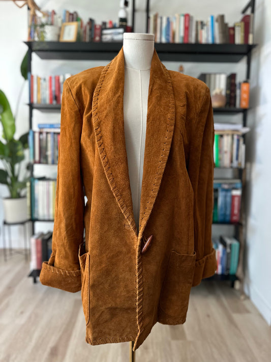 90s Cedars Suede jacket with leather whipstitch trim
