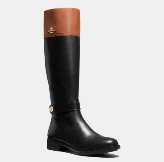 Coach Eva two toned leather riding boots. Size 10
