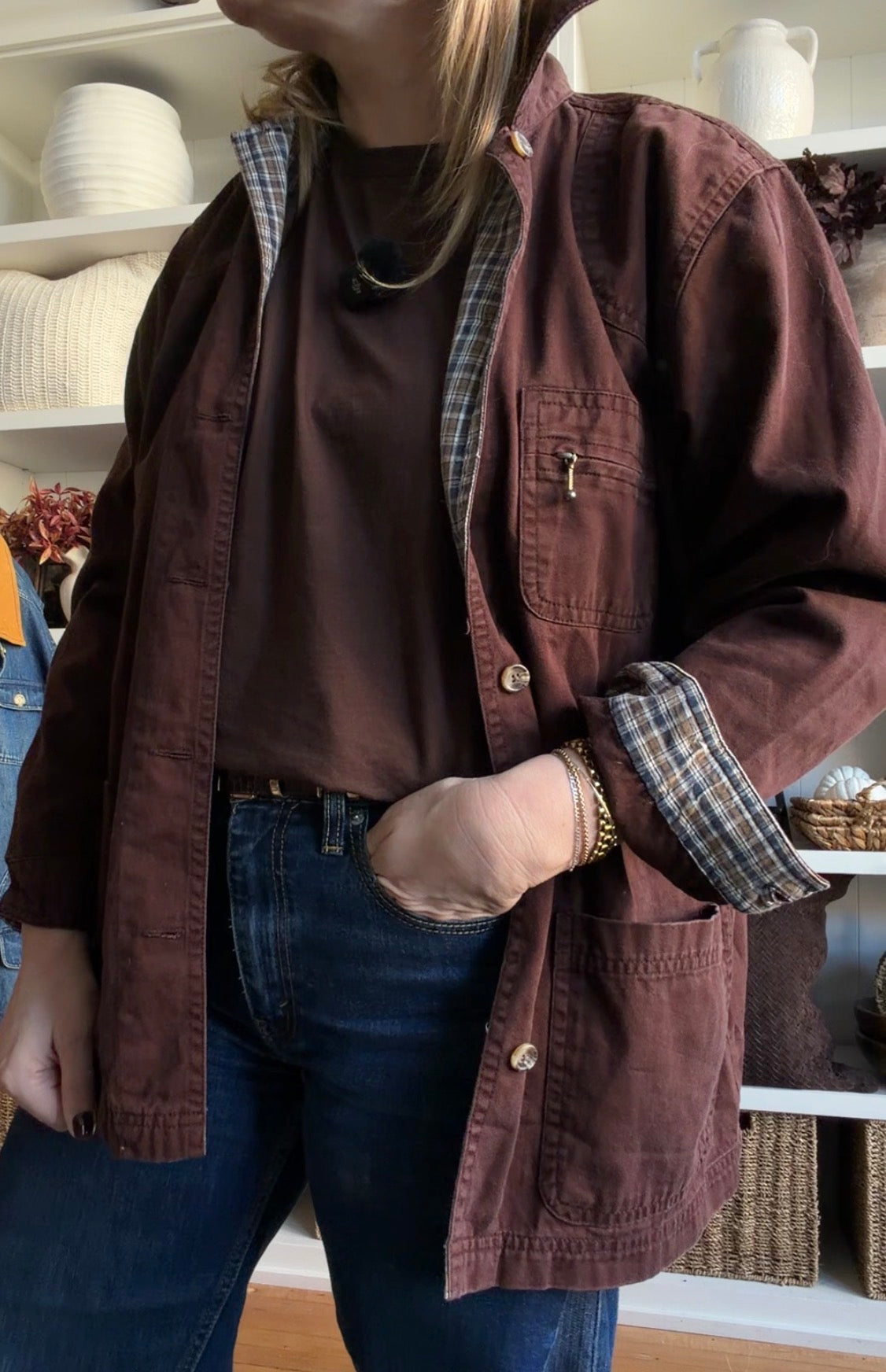 90s Cabin Creek brown chore coat. Fits S-L