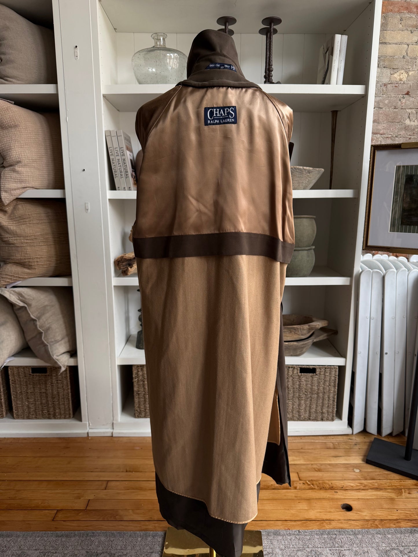 90s Chaps Ralph Lauren brown trench with removable wool lining.