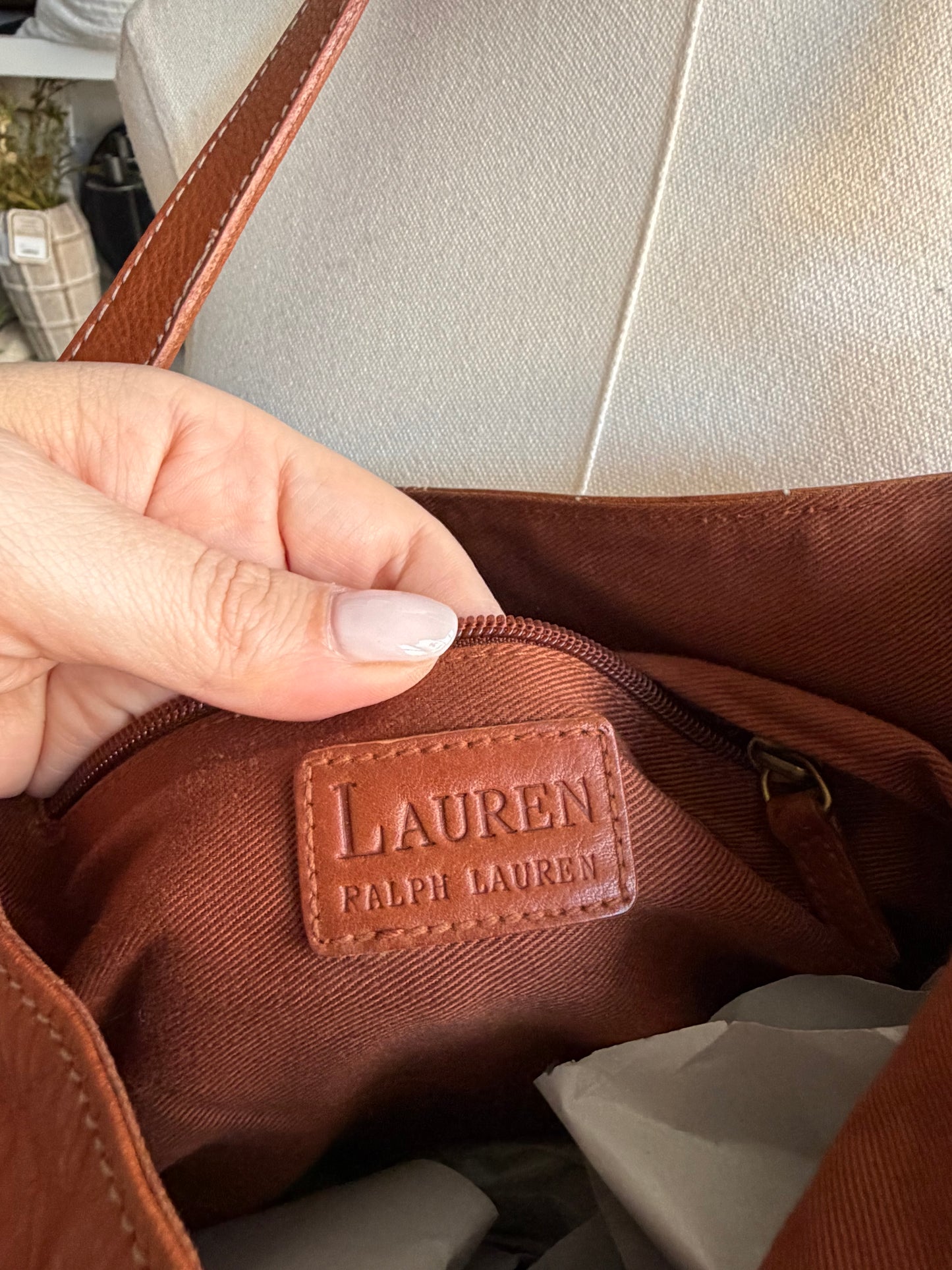 90s Lauren by Ralph Lauren leather shoulder bag