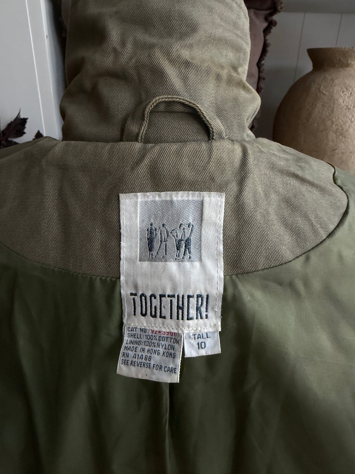 90s Together! green military inspired trench. Fits S-L