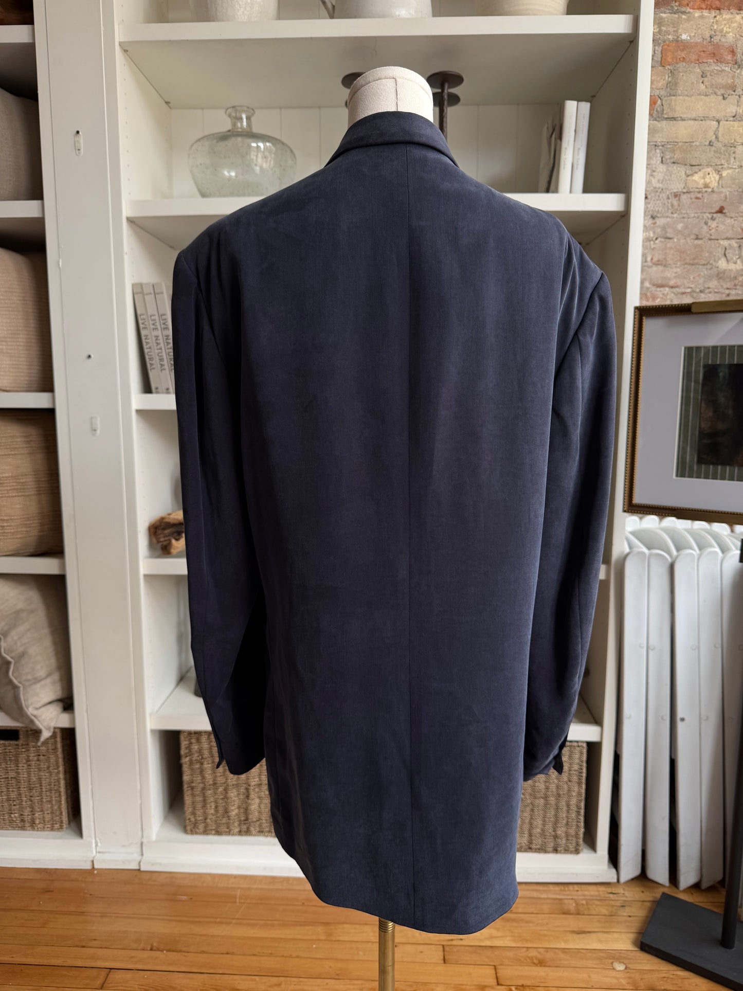90s Oscar de la Renta Tencel Lyocell navy blazer