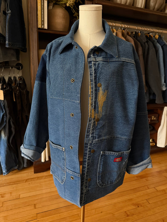 #18 Reworked vintage denim chore coat. Size M